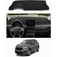 E-BİZ Dacia - Sandero Ekranli (2021+) Uyumlu Torpido Koruma Kılıfı - Gri Şeritli