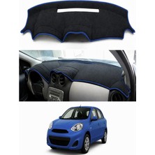 E-BİZ Nissan - Micra-March K13 (2010-2016) Uyumlu Torpido Koruma Kılıfı - Mavi Şeritli