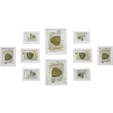 Die Grup Songmıcs 10 Fotoğraf Çerçevesinden Oluşan Resim Çerçevesi Seti - 2 Adet 20 x 25 Cm, 4 Adet 13 x 18 cm ve 4 Adet 10 x 15 cm Ahşap Bordür Beyaz RPF310W