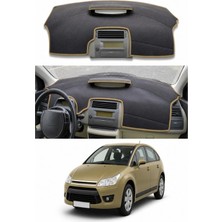 E-BİZ Citroen - C4 (2004-2010) Uyumlu Torpido Koruma Kılıfı - Taba Şeritli