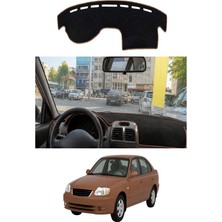 E-BİZ Hyundai - Accent Admire-Milenyum (2000-2005) Uyumlu Torpido Koruma Kılıfı - Kahverengi Şeritli