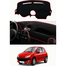 E-BİZ Peugeot - 206 Kucuk Ekran (1998-2006) Uyumlu Torpido Koruma Kılıfı - Kırmızı Şeritli