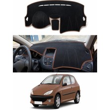 E-BİZ Peugeot - 206+ (2009-2013) Uyumlu Torpido Koruma Kılıfı - Kahverengi Şeritli