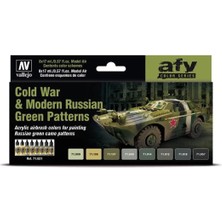 Vallejo 71621 8X18 Ml. Cold War & Modern Russian Green Patterns, Model Air Serisi Model Boyası Seti