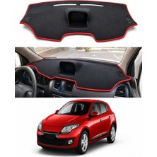 E-BİZ Renault - Megane 3 Buyuk Ekranli (2012-2016) Uyumlu Torpido Koruma Kılıfı - Kırmızı Şeritli
