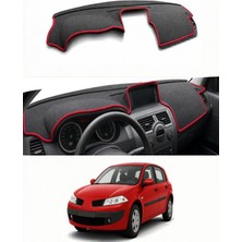 E-BİZ Renault - Megane 2 Buyuk Ekranli (2002-2009) Uyumlu Torpido Koruma Kılıfı - Kırmızı Şeritli