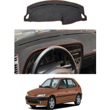 E-BİZ Peugeot - 306 (1993-2002) Uyumlu Torpido Koruma Kılıfı - Kahverengi Şeritli