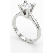 GIBYJEWEL V Kare Tırnak Yüksek Montür Pırlanta Modeli 925 Ayar Gümüş Tektaş Yüzük- Taş Çapı 7,3 Mm-1,5 Ct