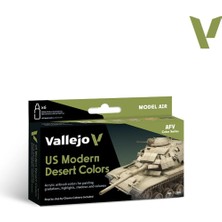 Vallejo 71209 6X18 Ml. Us Modern Desert Colors, Model Air Serisi Model Boyası Seti