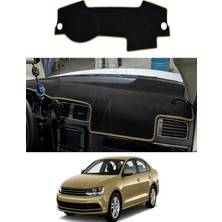 E-BİZ Volkswagen - Jetta (2010-2021) Uyumlu Torpido Koruma Kılıfı - Taba Şeritli