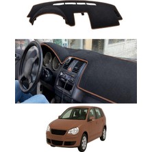 E-BİZ Volkswagen - Polo Durbun Gogus (2001-2009) Uyumlu Torpido Koruma Kılıfı - Kahverengi Şeritli
