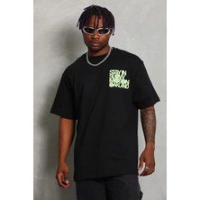 Etiler Collection Erkek Baskılı T-Shirt Kısa Kol Bisiklet Yaka Regular Fit Rahat Kalıp Günlük Tişört - Siyah