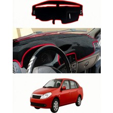 E-BİZ Renault - Symbol Airbagli (1999-2008) Uyumlu Torpido Koruma Kılıfı - Kırmızı Şeritli