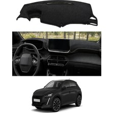 E-BİZ Peugeot - 208 (2019+) Uyumlu Torpido Koruma Kılıfı - Siyah Şeritli