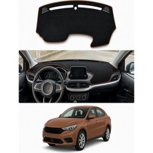 E-BİZ Fiat - Egea Ekranli (2019-2020) Uyumlu Torpido Koruma Kılıfı - Kahverengi Şeritli