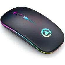 Omniax Hpy Pazar LED Aydınlatmalı Şarjlı Sessiz Kablosuz Mouse (Siyah)
