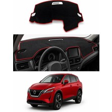 E-BİZ Nissan - Qashqai (2021+) Uyumlu Torpido Koruma Kılıfı - Kırmızı Şeritli