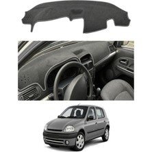 E-BİZ Renault - Clio 2 Ekranli Cukurlu (1998-2012) Uyumlu Torpido Koruma Kılıfı - Gri Şeritli