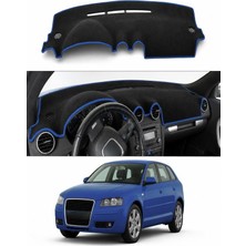 E-BİZ Audi A3 2003-2008 Uyumlu Torpido Koruma Kılıfı - Mavi Şeritli