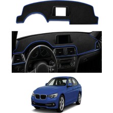 E-BİZ Bmw 3 Serisi F30 2011-2019 Uyumlu Torpido Koruma Kılıfı - Mavi Şeritli