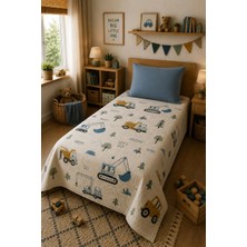 Evdek Bebek ve Çocuk Odası Build Town – Iş Makineleri Tek Kişilik Pike Takımı 160X230 cm 6ETD16