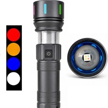 Gaman GP-284 El Feneri Süper Parlak LED 4 Işık Kaynaklı Zoom Özellikli Şarj Edilebilir 9 Aydınlatma Modu + Uzun Menzilli Fener