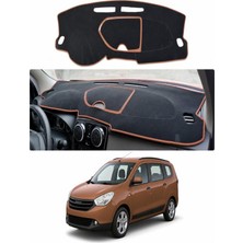 E-BİZ Dacia - Lodgy (2012-2022) Uyumlu Torpido Koruma Kılıfı - Kahverengi Şeritli