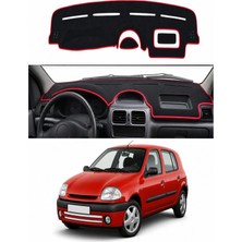 E-BİZ Renault - Clio 2 Airbagsiz (1998-2006) Uyumlu Torpido Koruma Kılıfı - Kırmızı Şeritli