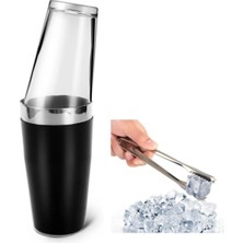 Adin Tasarım Kokteyl Seti 2 Parça Siyah Baston Shaker 750 ml Buz Maşası Kokteyl Hazırlık Seti Bartender