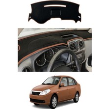 E-BİZ Renault Symbol Kisa 2012-2021 Uyumlu Torpido Koruma Kılıfı - Kahverengi Şeritli