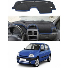 E-BİZ Renault - Clio 2 Ekranli (1998-2012) Uyumlu Torpido Koruma Kılıfı - Mavi Şeritli