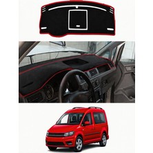 E-BİZ Volkswagen - Caddy (2015-2021) Uyumlu Torpido Koruma Kılıfı - Kırmızı Şeritli