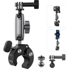 Die Grup Motosiklet Gidonu Bisiklet Montaj Kelepçeleri Için Go Hero 13 12 11 10 9 Djı Osmo Action 5  4 3 INSTA360,360° Çift Top Başlı Kelepçe Tutucu 1/4-20 mm Kamera ve Telefon Için Adaptör