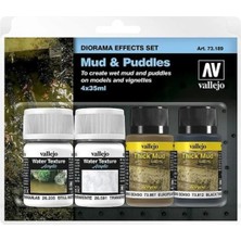 Vallejo 73189 4X35 ml. Mud & Puddles (4), Model Boyas Pigment Seti