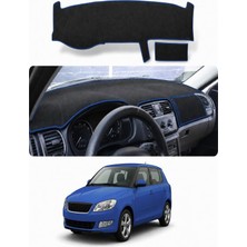 E-BİZ Skoda - Fabia (2007-2014) Uyumlu Torpido Koruma Kılıfı - Mavi Şeritli