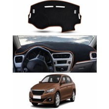 E-BİZ Peugeot - 301 (2012+) Uyumlu Torpido Koruma Kılıfı - Kahverengi Şeritli