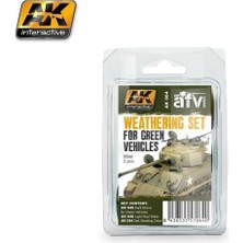 Ak Interactive Ak 064 3X35 Ml. Yeşil Araçlar Aşınma Efekti, Enamel Model Boyası Seti
