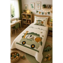 Evdek Bebek ve Çocuk Odası Jungle Ride – Orman Safari Tek Kişilik Pike Takımı 160X230 cm 6ETD15