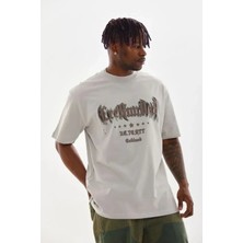 Etiler Collection Erkek Baskılı T-Shirt Kısa Kol Bisiklet Yaka Regular Fit Rahat Kalıp Günlük Tişört - Gri