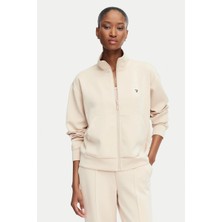 Guess Olympe Kadın Aktif Scuba Sweatshirt Kahverengi Dokuma Kumaş ile Rahat Kullanım