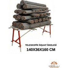 Midilli Alüminyum Gövdeli Çelik Ayaklı Teleskopik Katlanır İnşaat İskelesi - 400 kg Taşıma Kapasitesi 140X36X160CM