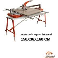 Midilli Alüminyum Gövdeli Çelik Ayaklı Teleskopik Katlanır İnşaat İskelesi - 400 kg Taşıma Kapasitesi 150X36X160CM
