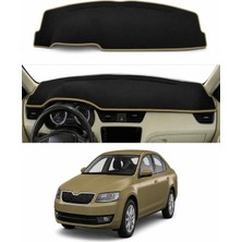 E-BİZ Skoda - Octavia A7 (2012+) Uyumlu Torpido Koruma Kılıfı - Taba Şeritli