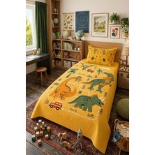 Evdek Bebek ve Çocuk Odası Dino Trail – Dinozor Tek Kişilik Pike Takımı 160X230 cm 6ETD11