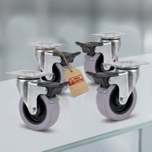 YNC 50MM Mobilya Tekerlek Seti 4 Frenli, Sessiz, 160KG, 360° Döner, Iz Bırakmaz, Tabla Bağlantılı