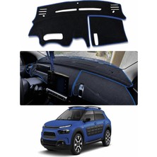 E-BİZ Citroen - C4 Cactus (2014+) Uyumlu Torpido Koruma Kılıfı - Mavi Şeritli