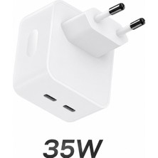 Al-tech Bilişim 35W Hızlı Şarj Adaptörü Çift Usb-C Pd Type-C Duvar Şarj Cihazı iPhone Android Uyumlu