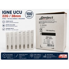 Genject Siyah Iğne Ucu 22G / 38 mm 100 Adet Steril Enjektör Iğnesi