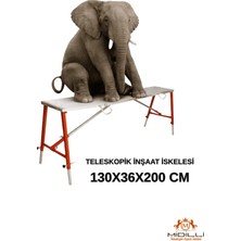 Midilli Alüminyum Gövdeli Çelik Ayaklı Teleskopik Katlanır Inşaat Iskelesi - 400 kg Taşıma Kapasitesi 130X36X200CM