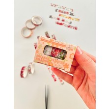 Kağıt Gemi Dükkan Orange Flower Shadow Bahar Çiçekleri Temalı 5'li Washi Bant Set (5*2m)/masking Tape/desenli Bant